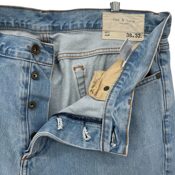 Rag & Bone Fit 2 Slim Jeans Mens 38 x 32 Button Fly Aero Stretch Blue Comfort - Picture 2 of 10